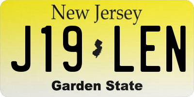 NJ license plate J19LEN