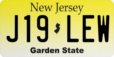 NJ license plate J19LEW
