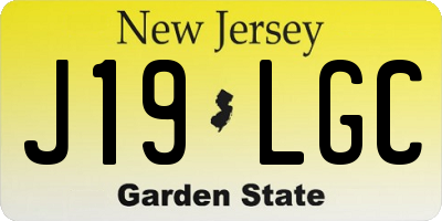NJ license plate J19LGC