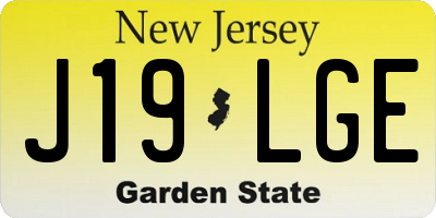 NJ license plate J19LGE