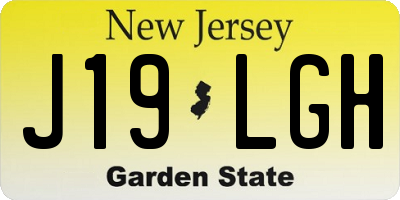 NJ license plate J19LGH