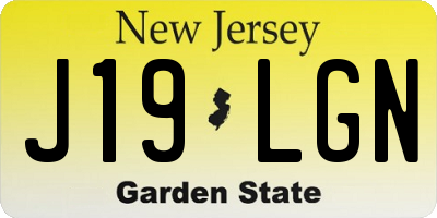 NJ license plate J19LGN