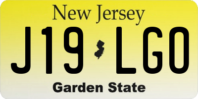 NJ license plate J19LGO