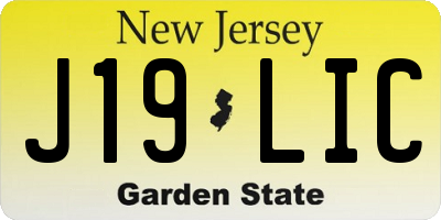 NJ license plate J19LIC