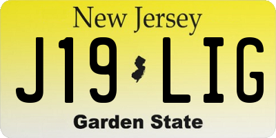 NJ license plate J19LIG