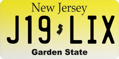 NJ license plate J19LIX