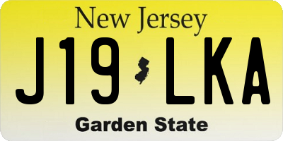 NJ license plate J19LKA