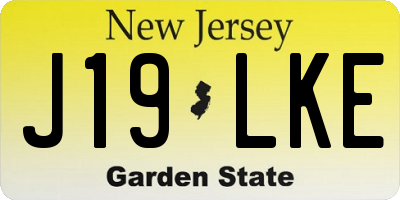 NJ license plate J19LKE