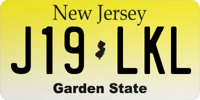 NJ license plate J19LKL