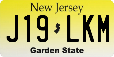 NJ license plate J19LKM