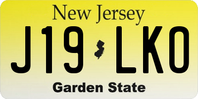 NJ license plate J19LKO