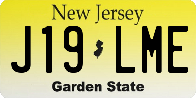 NJ license plate J19LME