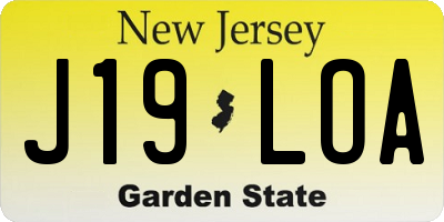 NJ license plate J19LOA
