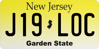 NJ license plate J19LOC