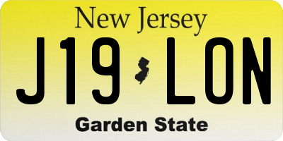 NJ license plate J19LON