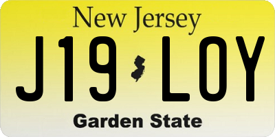 NJ license plate J19LOY