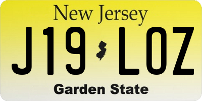 NJ license plate J19LOZ