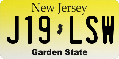 NJ license plate J19LSW