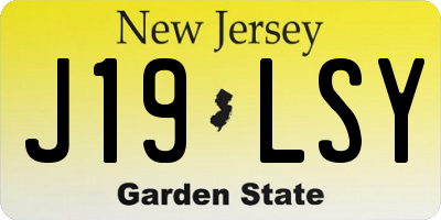NJ license plate J19LSY