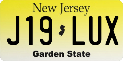 NJ license plate J19LUX