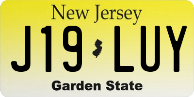 NJ license plate J19LUY