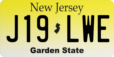NJ license plate J19LWE