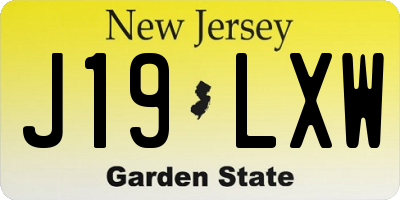 NJ license plate J19LXW