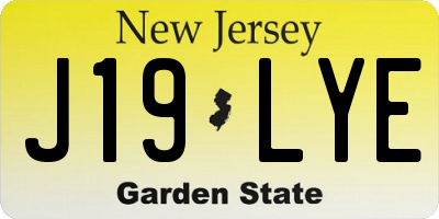 NJ license plate J19LYE