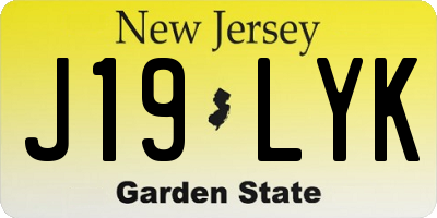 NJ license plate J19LYK