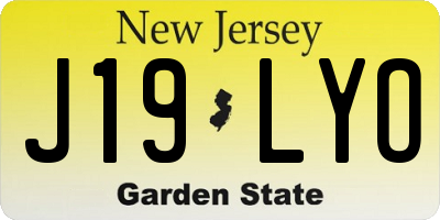 NJ license plate J19LYO
