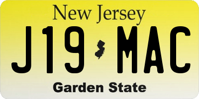 NJ license plate J19MAC