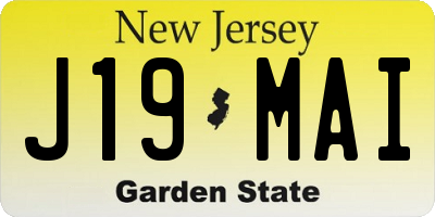 NJ license plate J19MAI