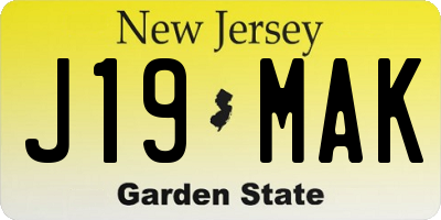 NJ license plate J19MAK