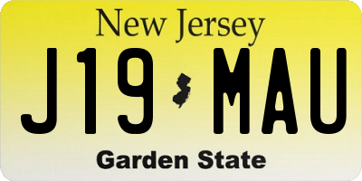 NJ license plate J19MAU