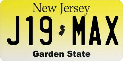 NJ license plate J19MAX