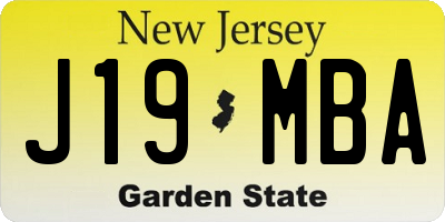 NJ license plate J19MBA