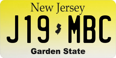 NJ license plate J19MBC