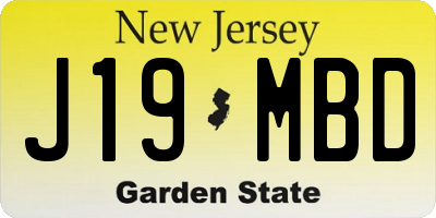 NJ license plate J19MBD