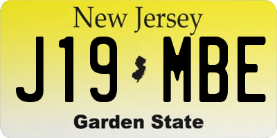 NJ license plate J19MBE