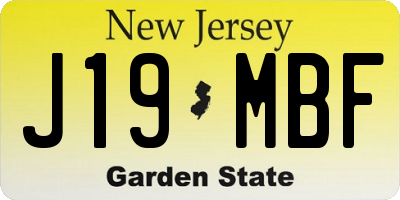 NJ license plate J19MBF
