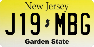 NJ license plate J19MBG