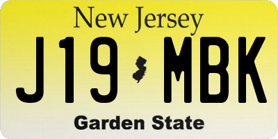 NJ license plate J19MBK