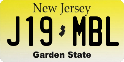 NJ license plate J19MBL