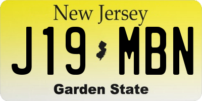 NJ license plate J19MBN