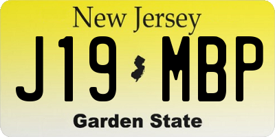 NJ license plate J19MBP