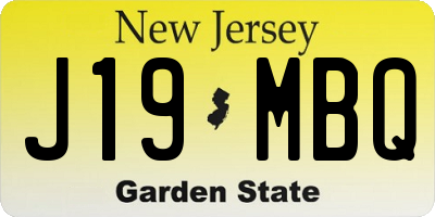 NJ license plate J19MBQ
