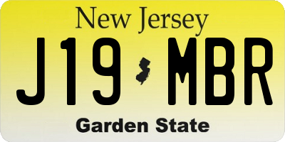 NJ license plate J19MBR