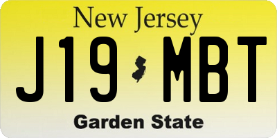 NJ license plate J19MBT