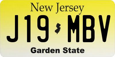 NJ license plate J19MBV