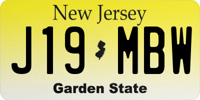 NJ license plate J19MBW